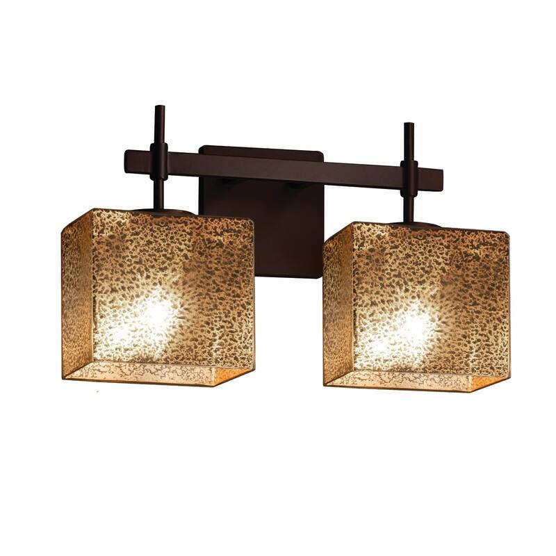 Justice Design Fusion Union 2-light Dark Bronze Bath Bar, Mercury Rectangle Shade - Dark Bronze