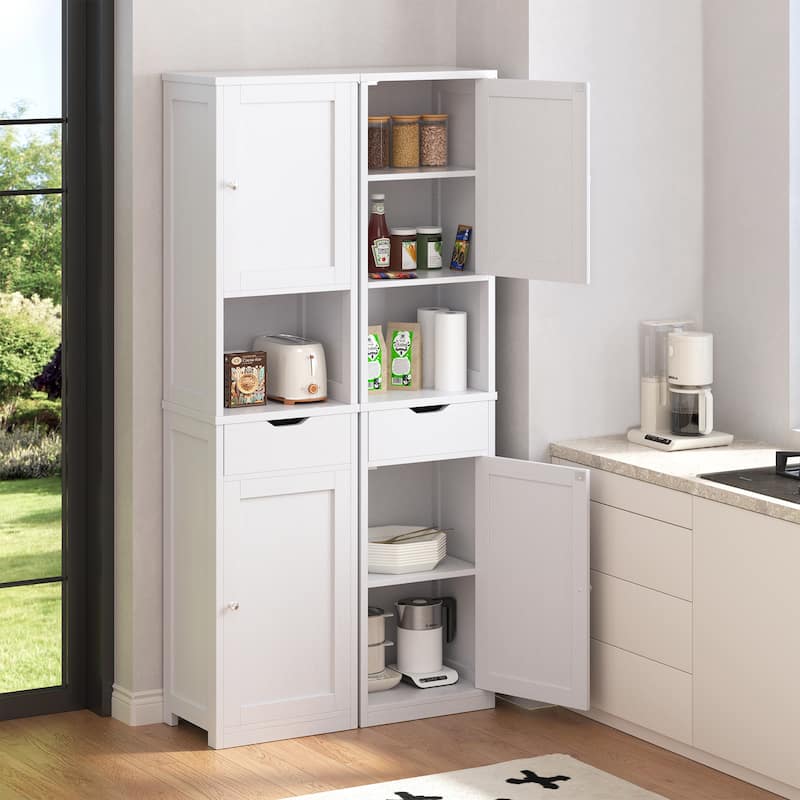 Futzca Tall Bathroom Storage Cabine, 64”H Freestanding Narrow Storage Pantry Cabinet