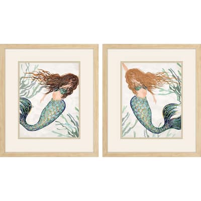 Mermaid S/2 Framed Art Under Glass