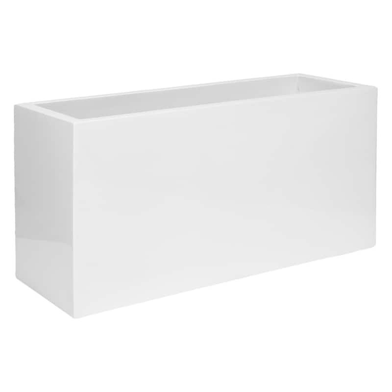 Pottery Pots Jort Small Fiberstone Indoor Outdoor Modern Rectangle Planter, 16 Inch Tall - White