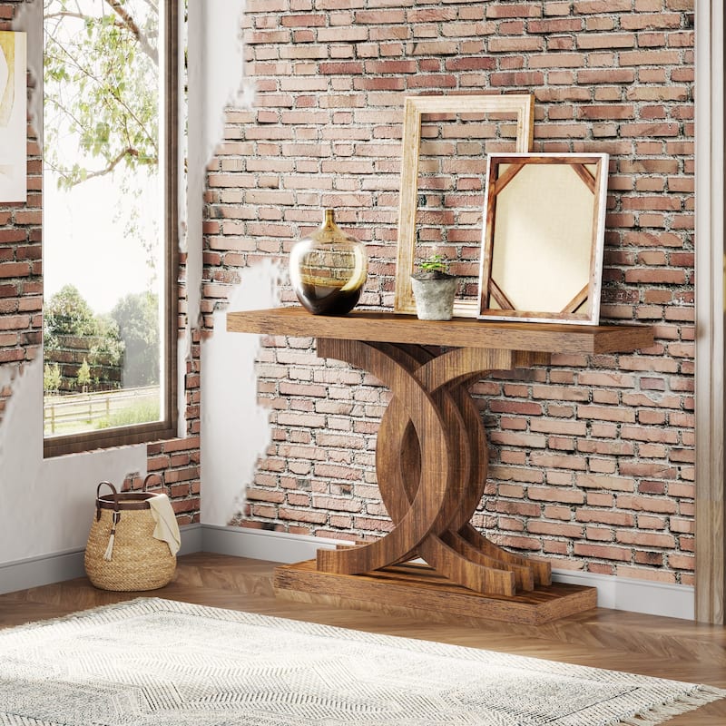 Console Table, Entryway Table with Geometric Legs, Sofa Table - 11.81"D x 39.37"W x 31.49"H