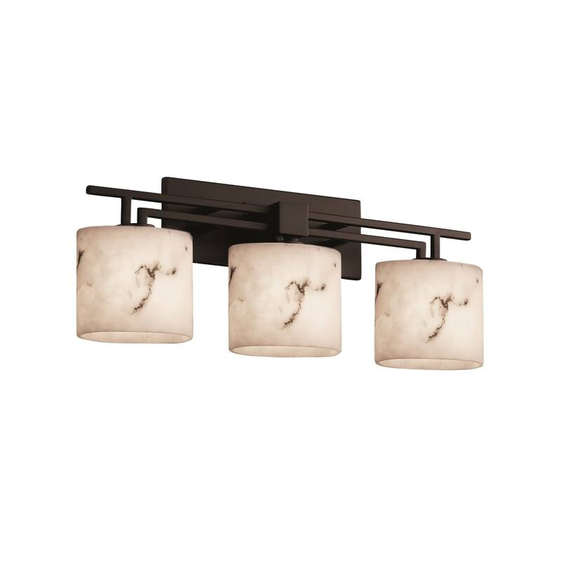 Justice Design LumenAria Aero 3-light Matte Black Bath Bar, Faux Alabaster Oval Shade