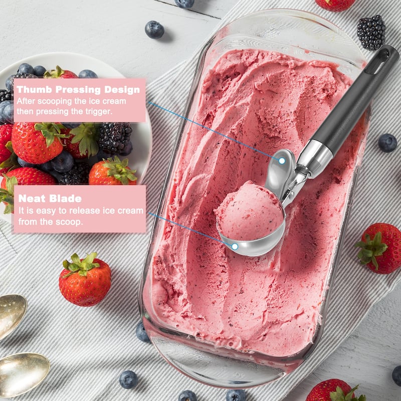4 Ounce Ice Cream Scoop with Trigger, Portion Cookie Scoop