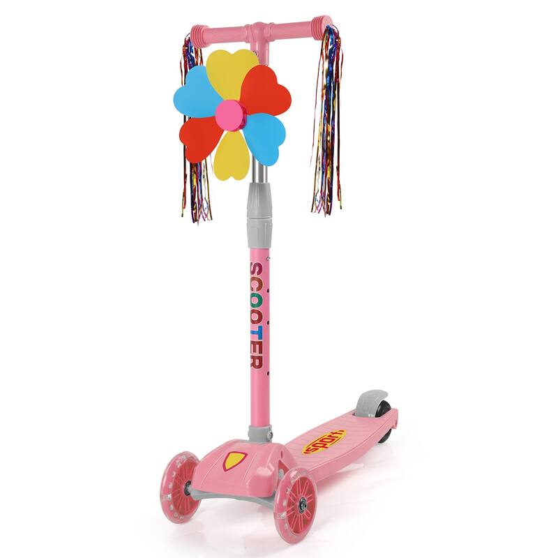 2-in-1 Adjustable Kick Scooter for Kids 4-Level Handlebar & Removable Seat