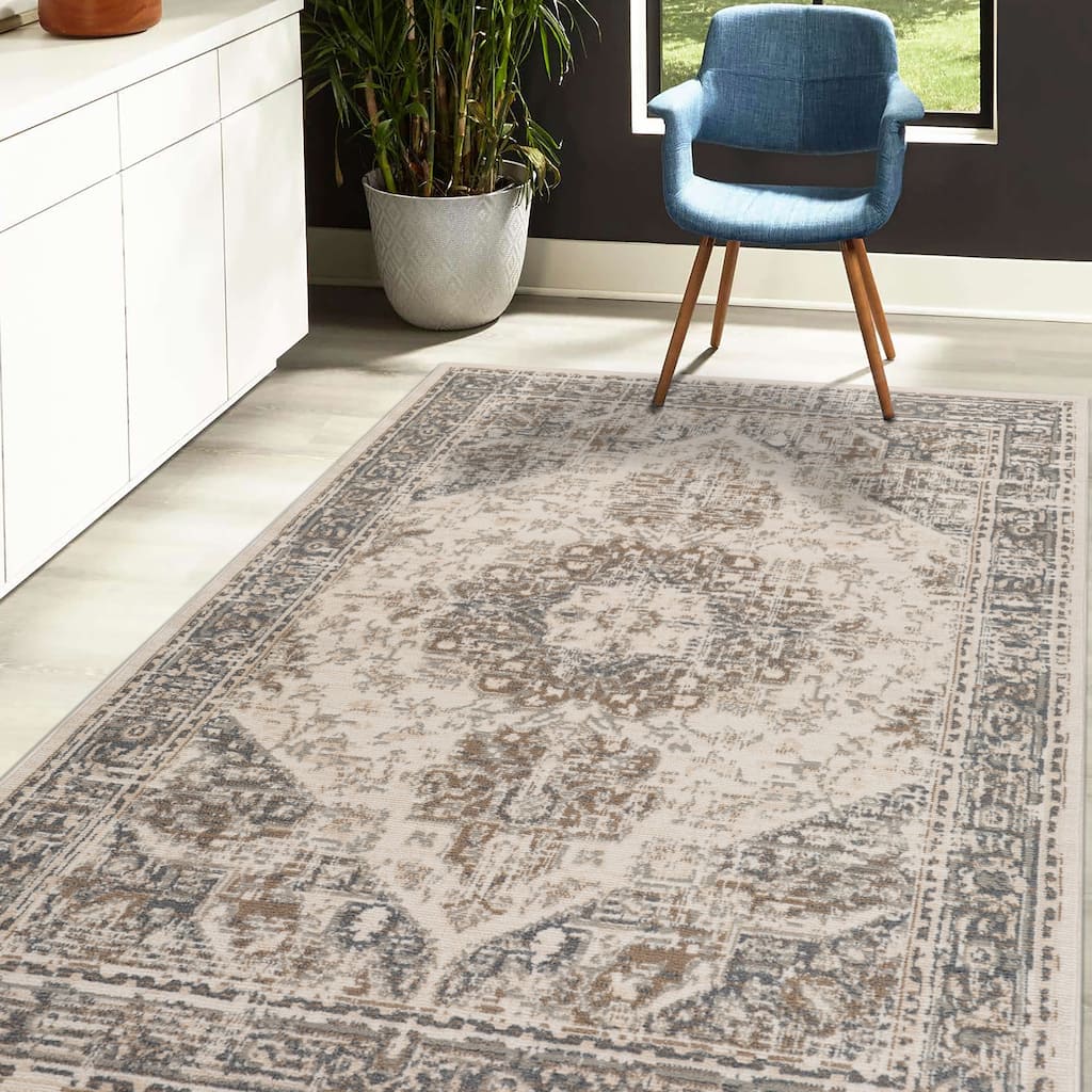 Alana Hashlei Light Beige Medallion Area Rug