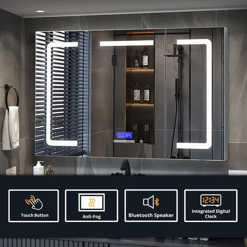 Lesina 48 in. Surface-Mount LED Mirror Medicine Cabinet with Defogger