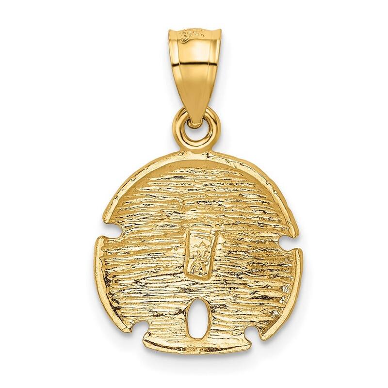 Curata 14k Yellow Gold 18" Sparkle-Cut Sand Dollar Pendant Necklace - 23.1x15.3mm