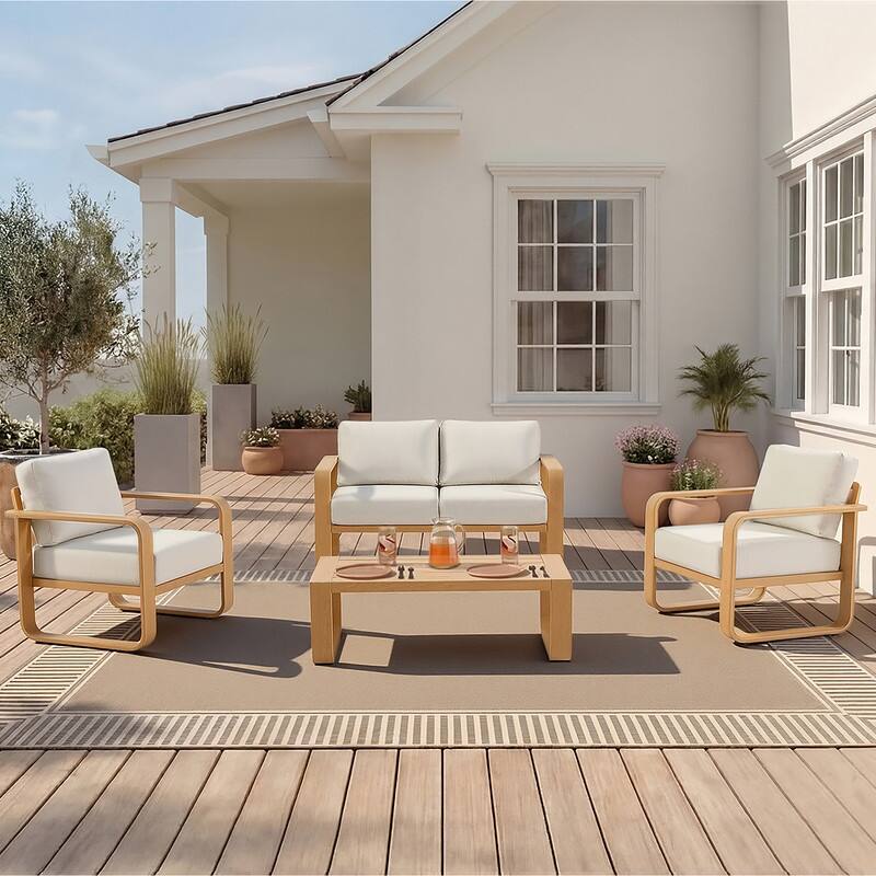 Spruce & Spring Outdoor Patio Furniture Set Aluminum Sofa Accent Chair