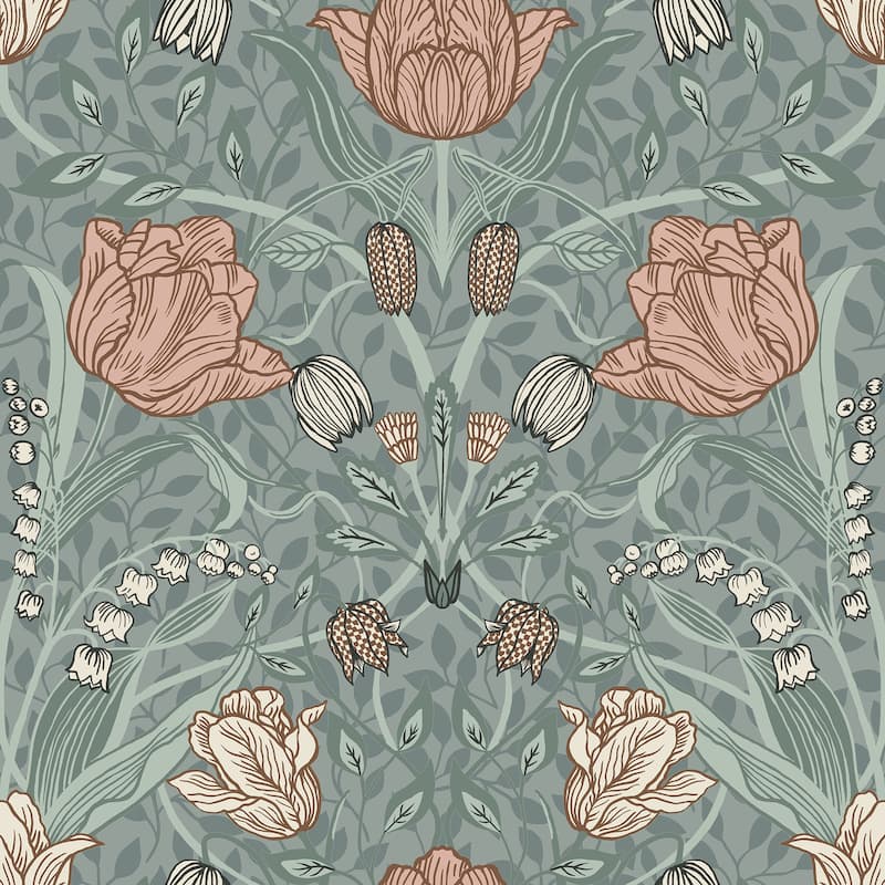 Woodlake, Tulipa Floral, 33 FT. L x 20.5In. W Wallpaper Roll