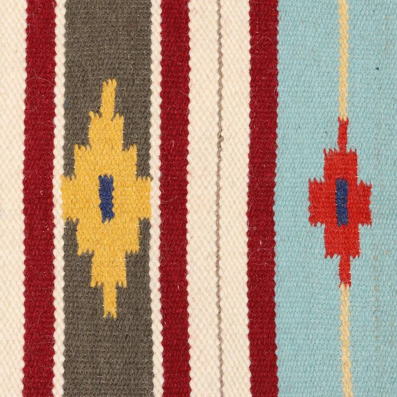 Handmade Starry Diamonds Wool area rug (India) - Big