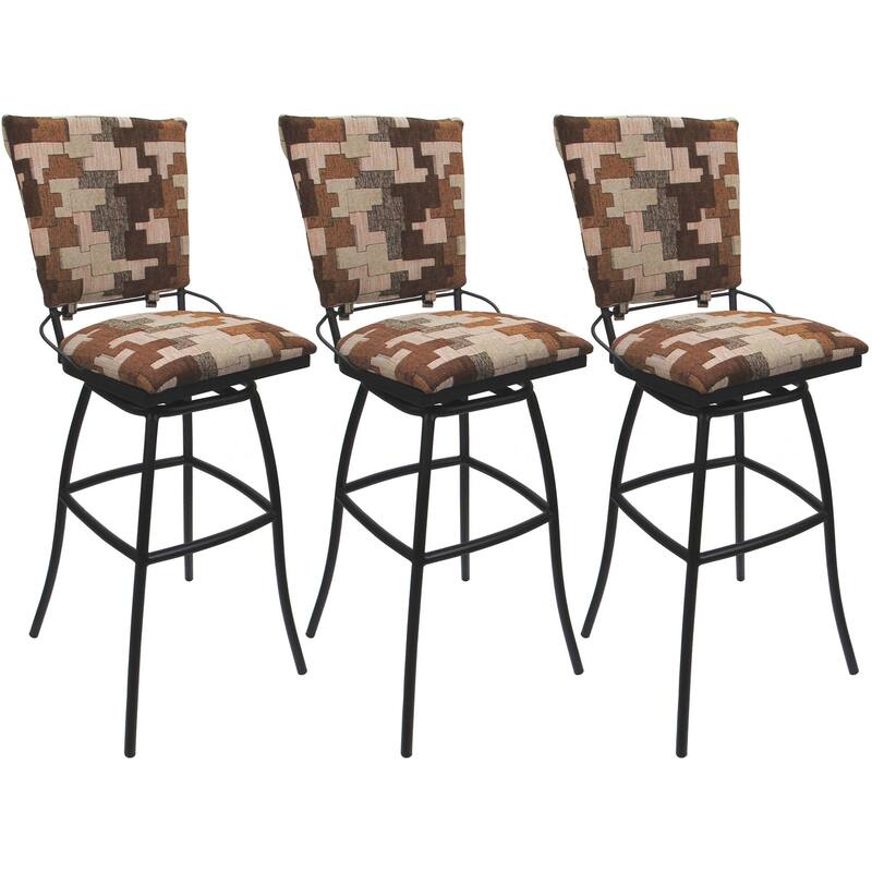 Set of 3 Outdoor Bar Stool Counter Extra Tall Jenna PB without Arms - Craftsman Terracotta - Black - Bar Height