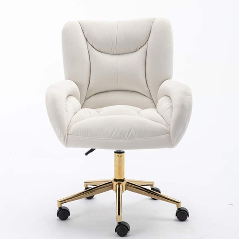 360 Swivel Fabric Home Office Chair With Gold Metal Base