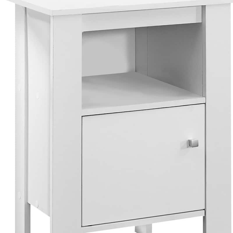Contemporary 24" Wood Rectangular End Table with Shelf and Cabinet Modern Living Room Nightstand - 17.25"L x 14"W x 24.25"H