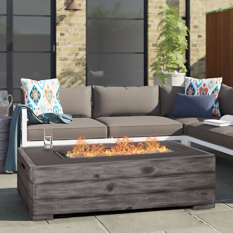 VEIKOUS 48inch 50000 BTU Propane Gas Fire Pit Table Rectangular with Blue Fire Glass