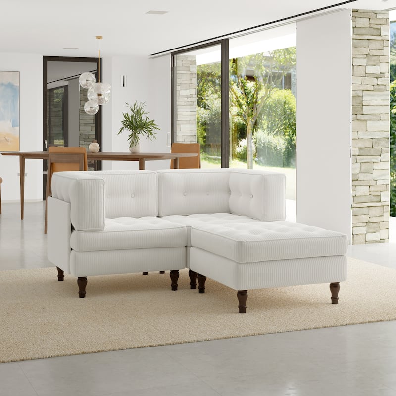 Oversized Sofa Corduroy Tufted Modular Sectional Set