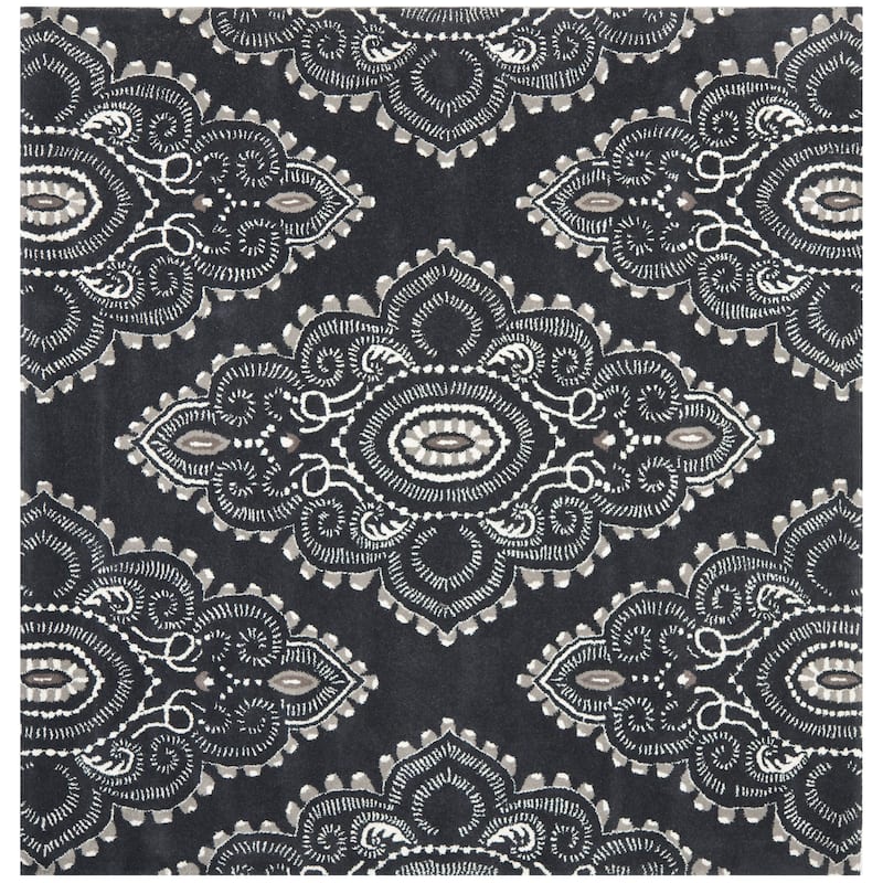 SAFAVIEH Handmade Wyndham Geanina Modern Wool Rug - 7' Square - Dark Grey/Ivory