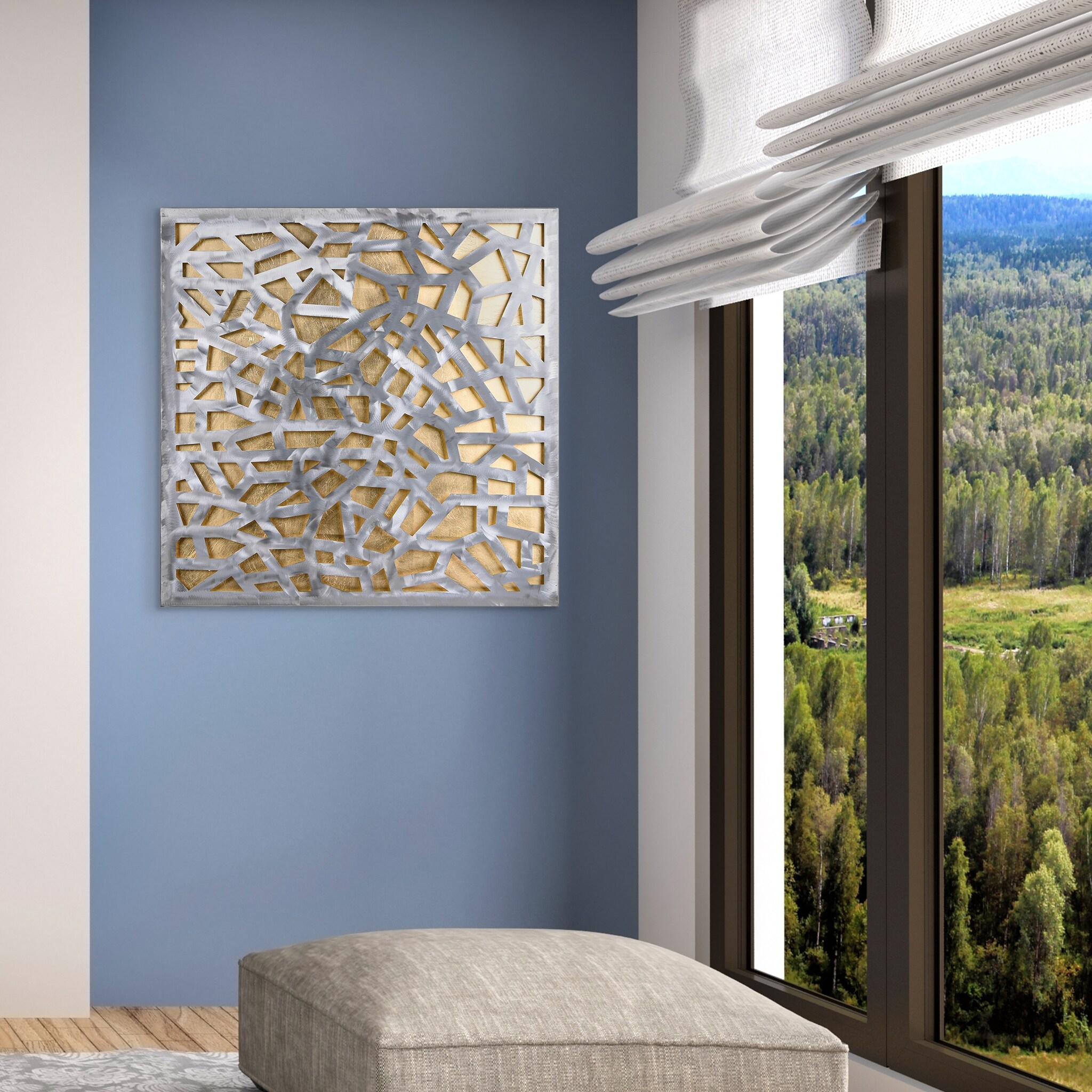 Polished Steel Abstract Wall Art Sculpture Modern Design Metal Decor-image