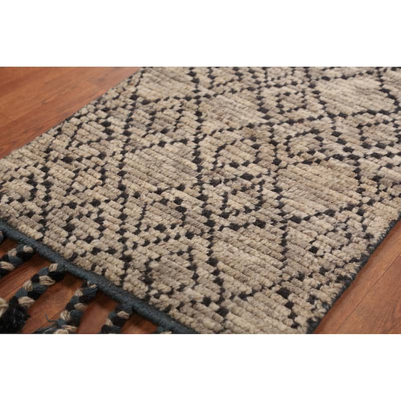 Moroccan Oriental Foyer Rug Handmade Geometric Wool Carpet - 2'0"x 3'0"