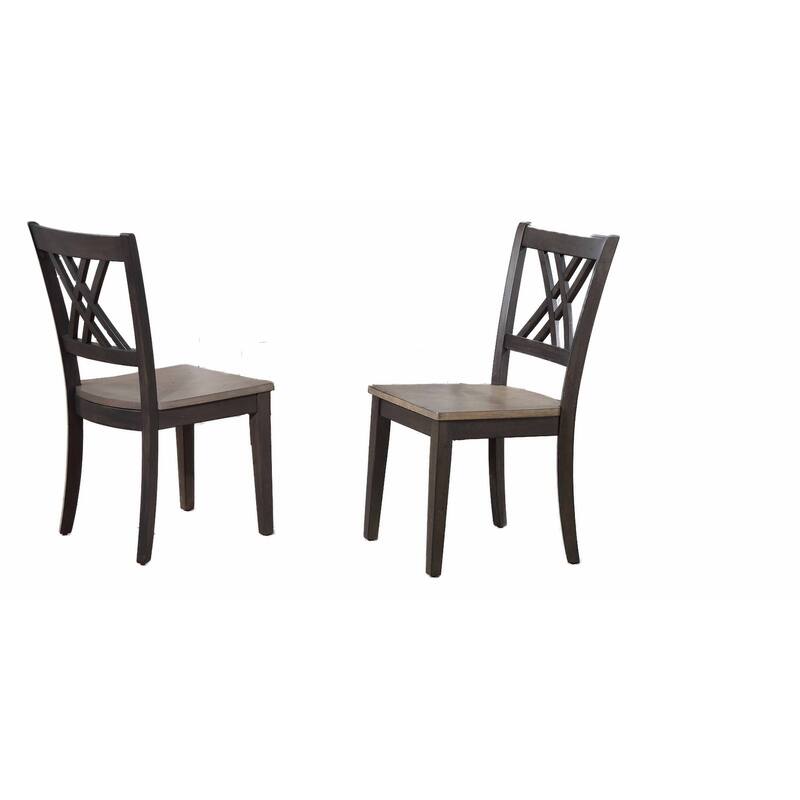 Antiqued Grey Double X-Back 5-Piece Cross Pedestal Dining Set