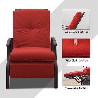 Patio Recliner Chair Outdoor Adjustable Lounge Chair with Extendable ...