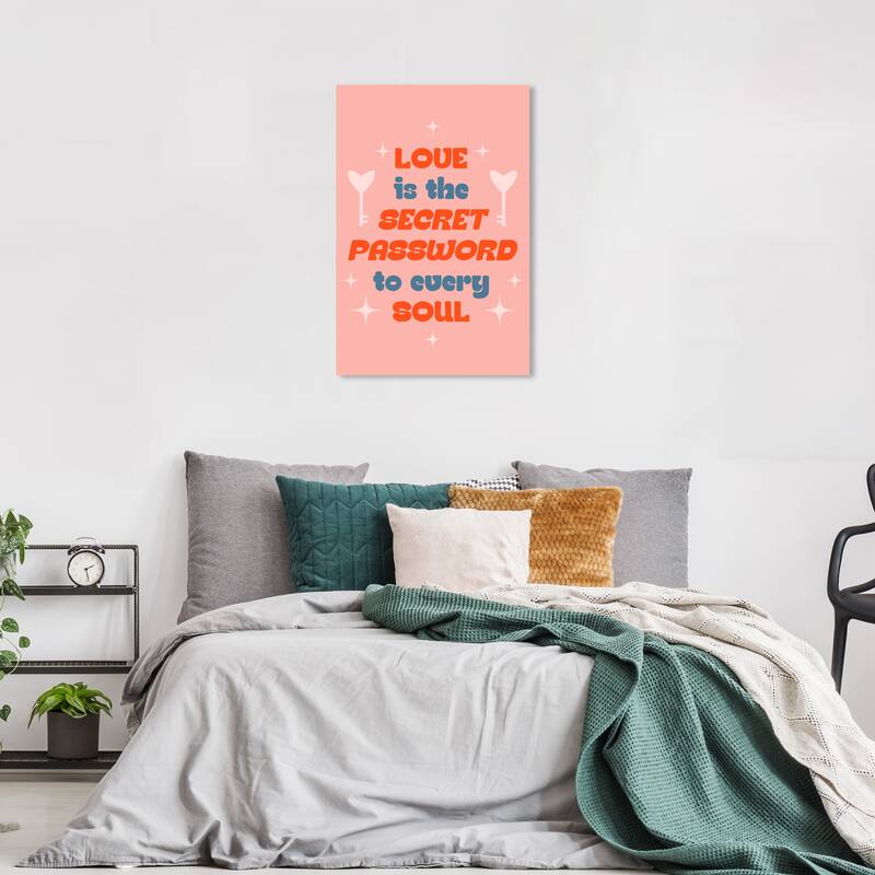 Wynwood Studio Canvas Typography and Quotes Love is the secret Pink and Light Pink Modern & Contemporary Wall Art Canvas Print - 36 x 24