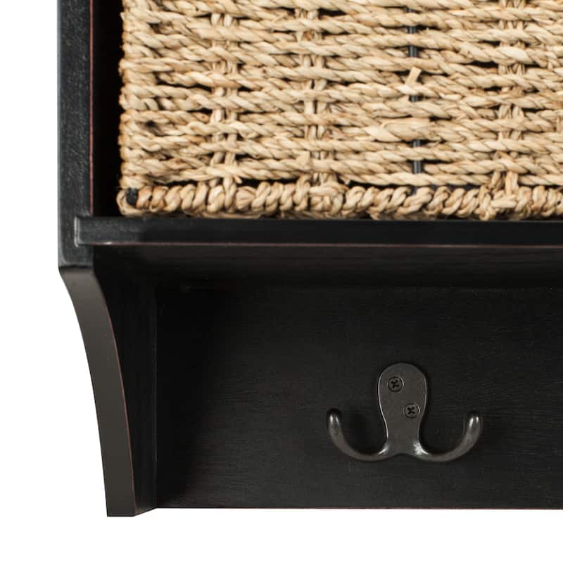 SAFAVIEH Jemina Black Hanging 3-Basket Wall Rack - 28" x 7.8" x 12" - 28Wx8Dx12H