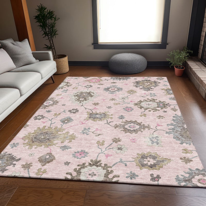 Machine Washable Indoor/ Outdoor Chantille Kashan Traditonal Rug