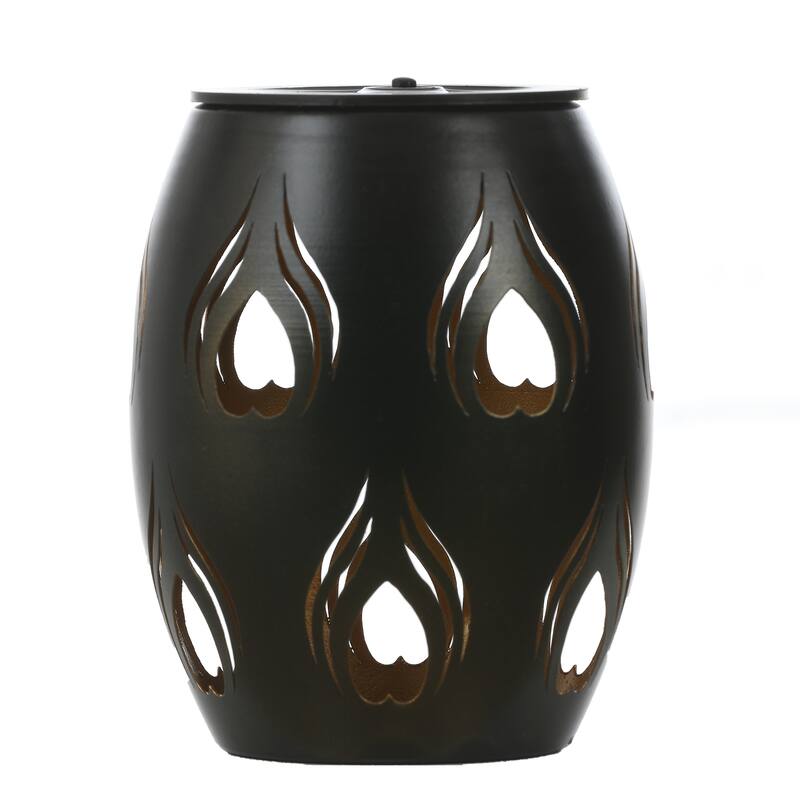 Black Fire Metal 6-Inch Solar Powered Outdoor Decorative Lantern