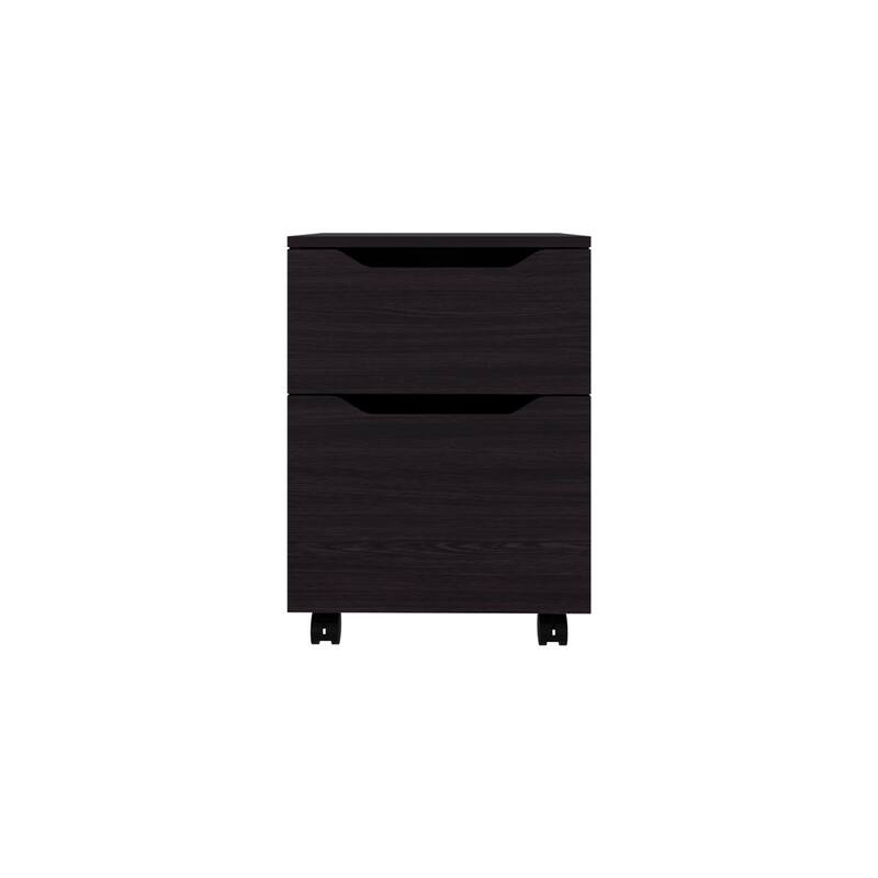 Compact Open Shelves Nightstand with One Door, Black Finish for Bedroom Storage