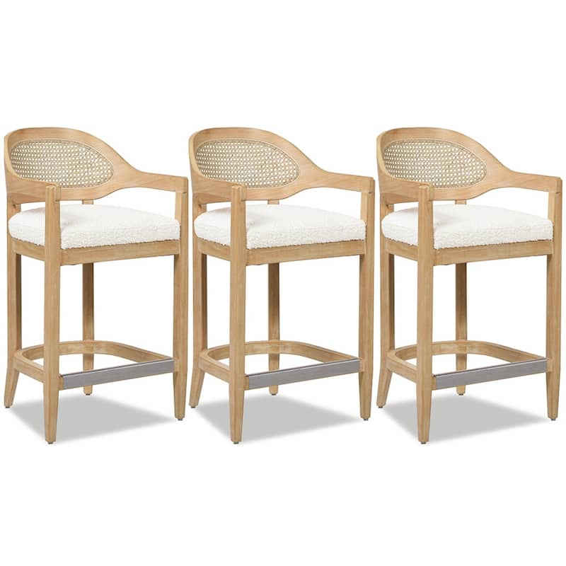 Americana Mid-Century Modern Rattan Cane Back Counter and Bar Stool