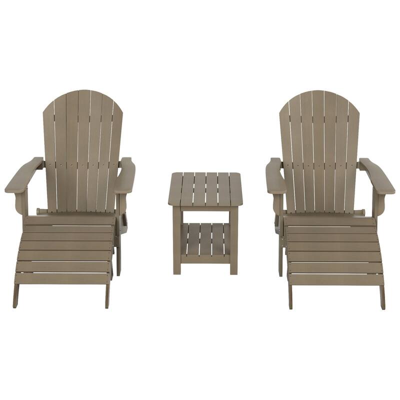 Vineyard HIPS Outdoor Folding Eco-Friendly All Weather Seashell Adirondack Chairs (5-Piece Conversation Set)