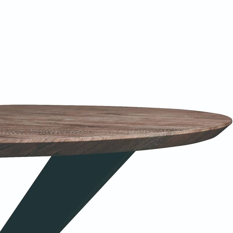 Ravenna 47" Modern Solid Wood Round Top Dining Table With X-Shape Powder Coated Metal Legs for Dining Room & Kitchen