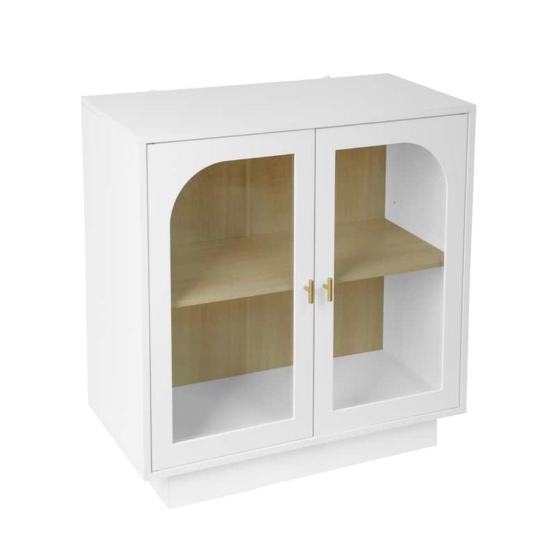 Roomfitters Storage Cabinet with Acrylic Glass Doors, Modern Display Organizer for Living Room