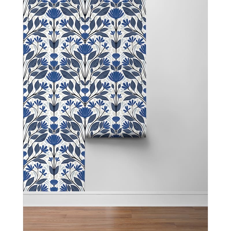 NextWall Folk Floral Peel and Stick Wallpaper