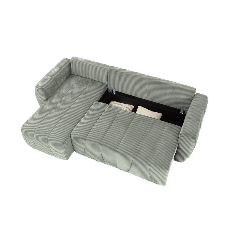 Grey 105.2'' L-Shaped 3 Seater Convertible Sofa Couch with Storage, Modern, Adjustable Backrests, and Repositionable Chaise