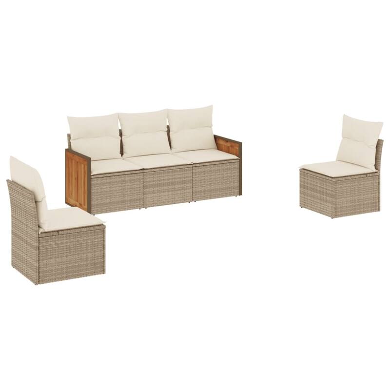 vidaXL Patio Sofa Set with Cushions Outdoor Conversation Furniture Poly Rattan