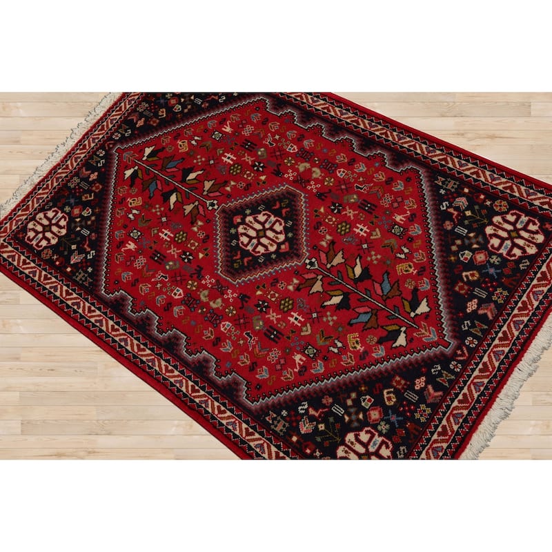 2'7''x4 Hand Knotted Wool Red Abadeh Traditional Rug - 2' 7'' x 4'