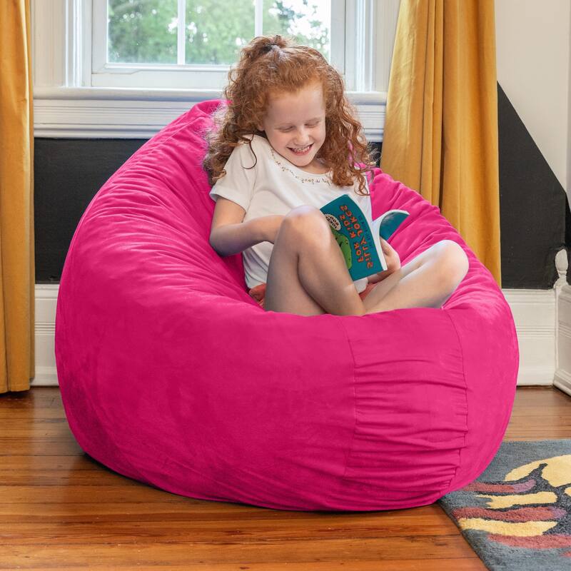 Cocoon Bean Bag Kids Microsuede Chair - 48" - Fuchsia Pink