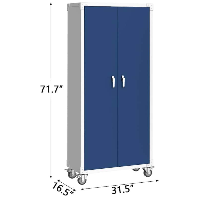 71" Steel Storage Cabinet with Locking Doors for Garage Office Pantry Home - N/A