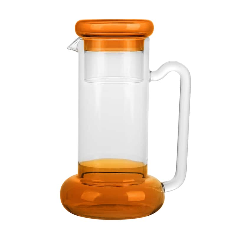 Elle Decor Bedside Pitcher Set Carafe with Cup - 32-Ounce Carafe - Amber