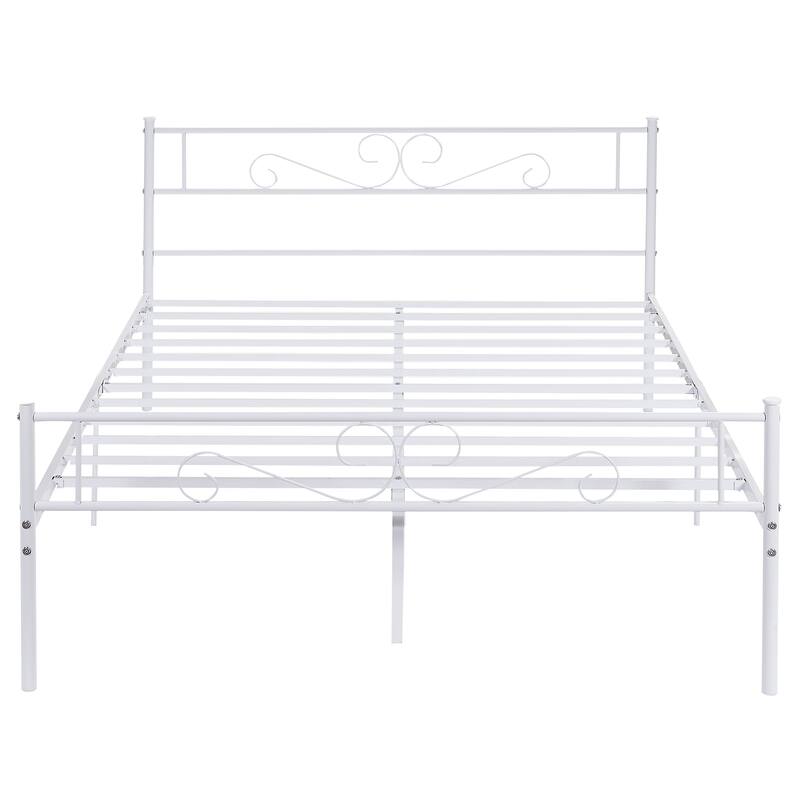 Modern Platform Bed Frame with Premium Graceful Scroll Headboard Twin/Full/Queen