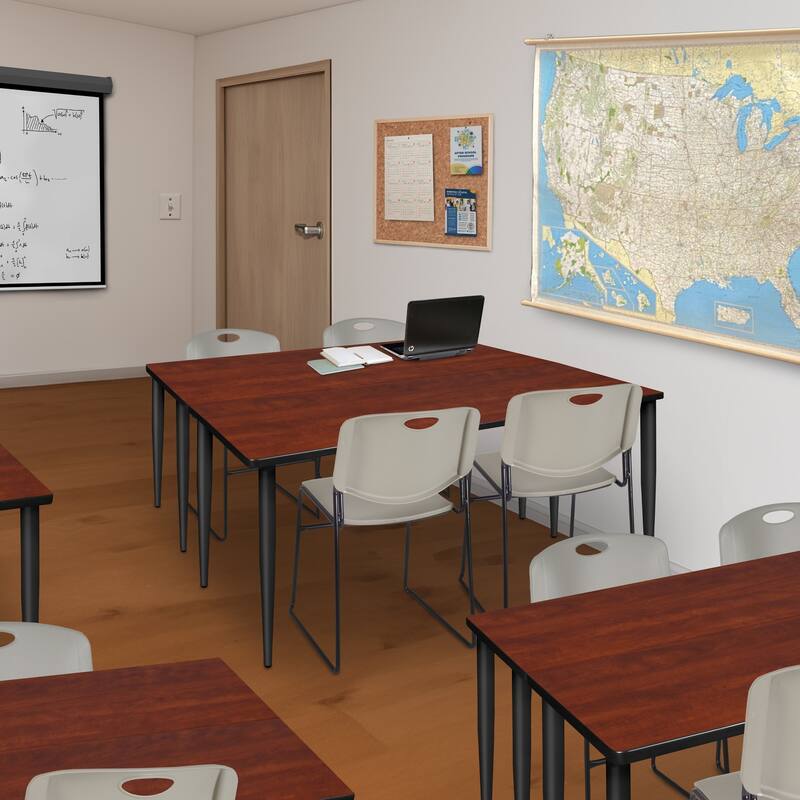 48 x 24 in. Training Seminar Table- Cherry Top, Black Tapered Legs