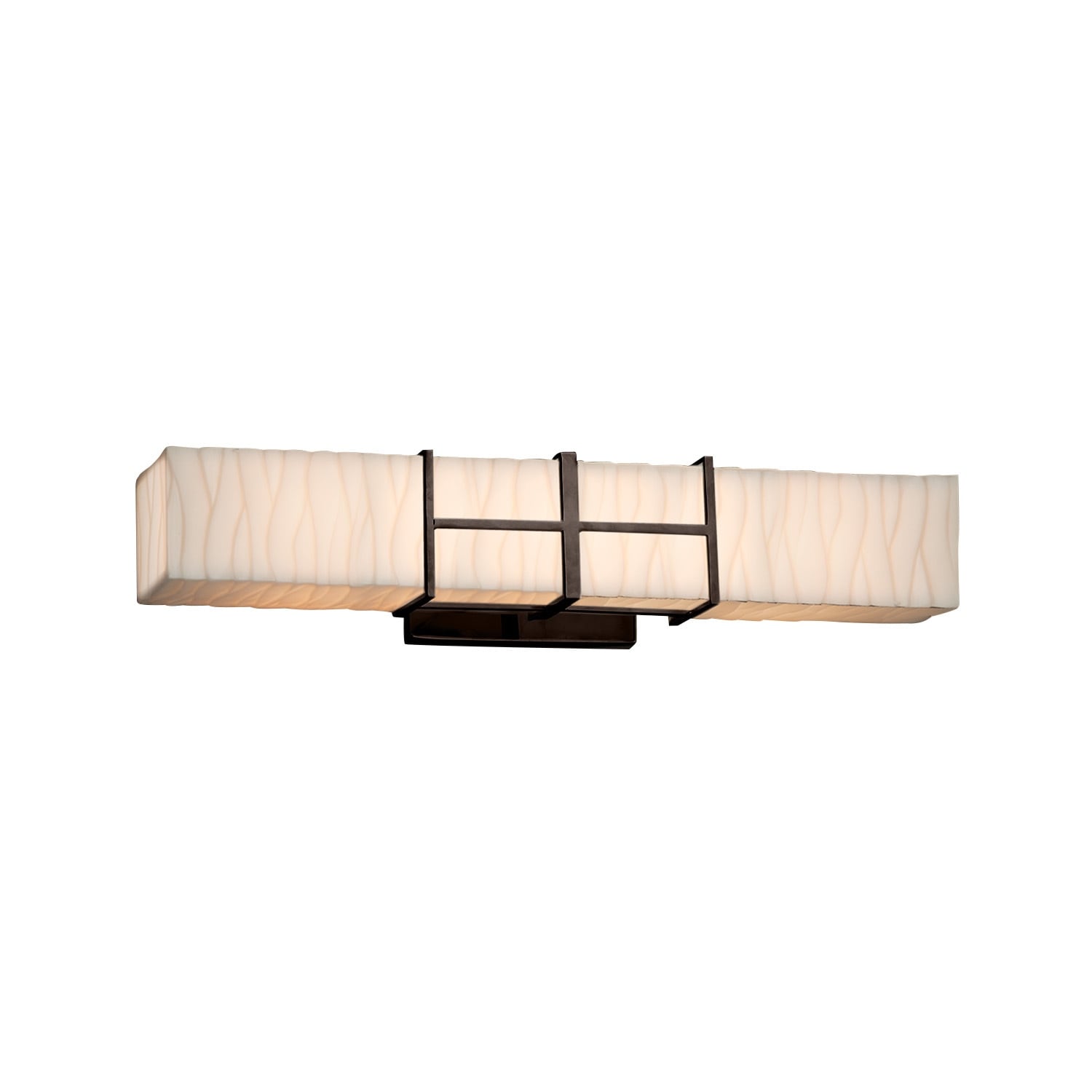 Justice Design Porcelina Structure Dark Bronze LED Wall/ Bath Bar, Waves Shade