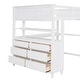 preview thumbnail 14 of 17, Full size Loft Bed with Drawers, Built-in Desk and Shelves, White