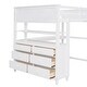 preview thumbnail 12 of 43, Twin Size Loft Bed Kids Bed Frame Wooden Storage Bed with Desk, Shelves, Pull-out Drawers, Ladder and Guardrail