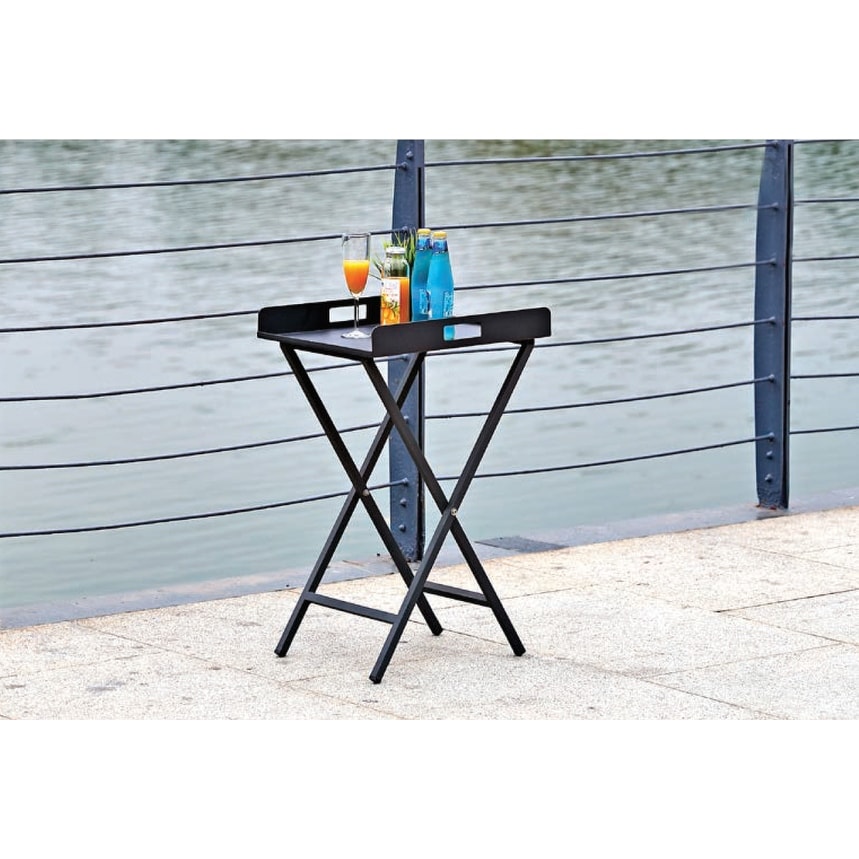 Gray Aluminum Indoor Outdoor Tray Table