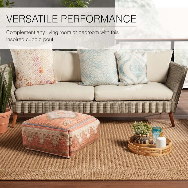 Ember Indoor and Outdoor Tribal Cube Pouf - 20"X20"X8"