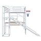 preview thumbnail 22 of 22, Full Size Metl Loft Bed with Open Wardrobe, Slide and Bulit-in Desk, Kids Loft Bedframe with Basketball Hoop and Storage Shelves