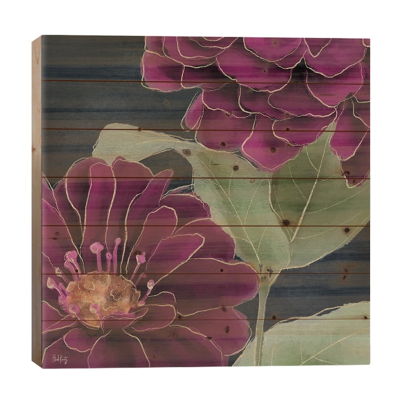 Burgundy Floral II Print On Wood by Heidi Kuntz - Multi-Color - 26x26x1.5