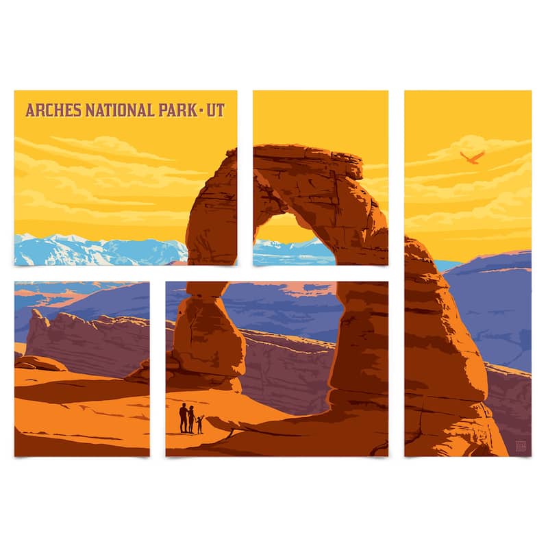 Americanflat Arches National Park 5 Piece Grid Framed Print Wall Art ...